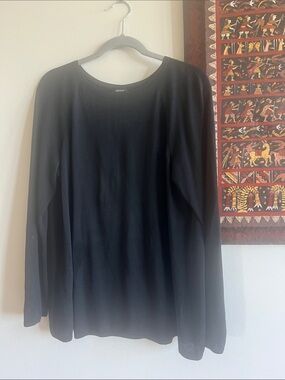 Lafayette 148 New York Black Long-Sleeve Crewneck Sweater  Lightweight.